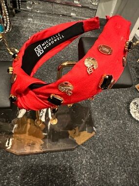MICHELLE MCDOWELL GAME DAY HEADBANDS Football Red Embellished Knot Headband
